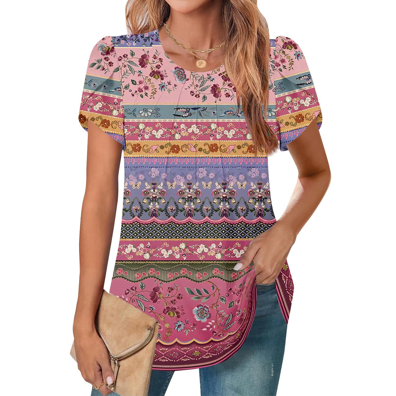 Женский повседневный топ с круглым вырезом и коротким рукавом, с плиссировкой и расклешенными рукавами, с цветочным принтом XL винный
Женский повседневный топ с круглым вырезом и коротким рукавом, с плиссировкой и расклешенными рукавами, с цветочным принтом XL винный