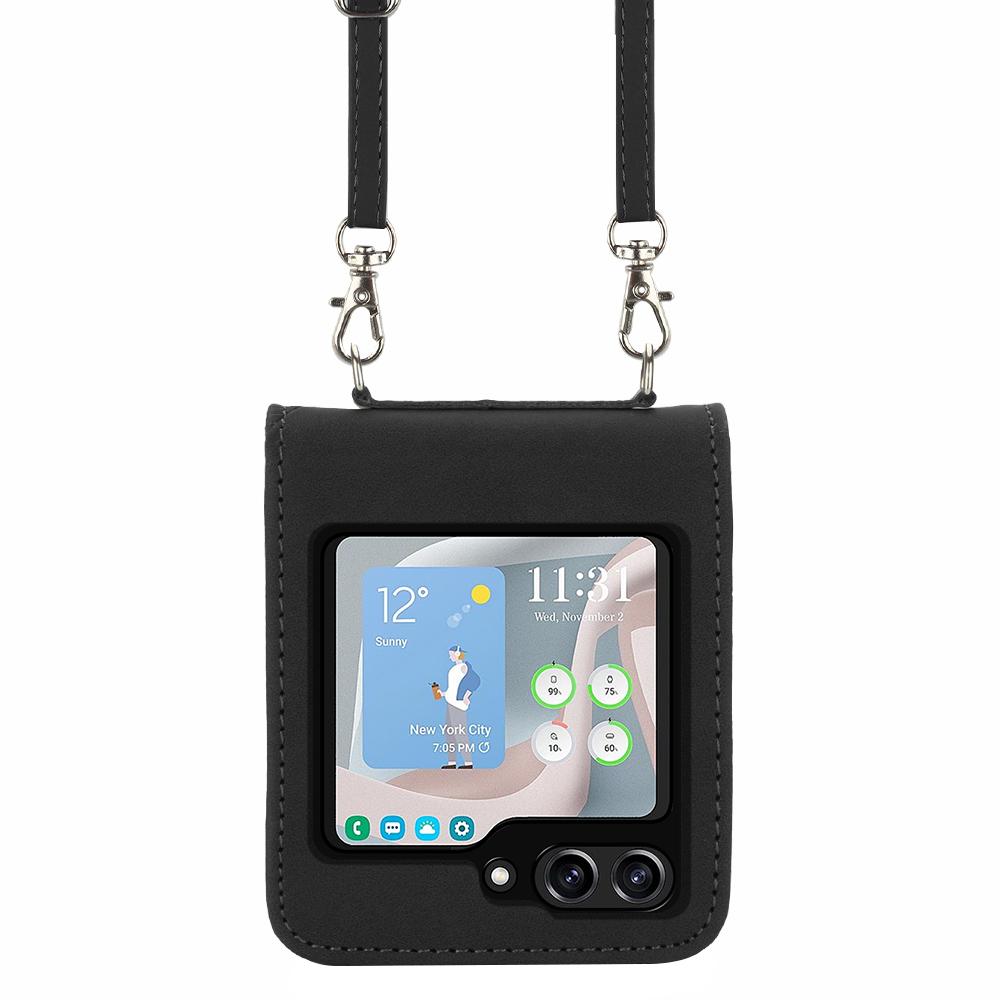 For Samsung Galaxy Z Flip5 5G Leather Case with Shoulder Strap Wallet Stand Phone Cover Black
For Samsung Galaxy Z Flip5 5G Leather Case with Shoulder Strap Wallet Stand Phone Cover Black