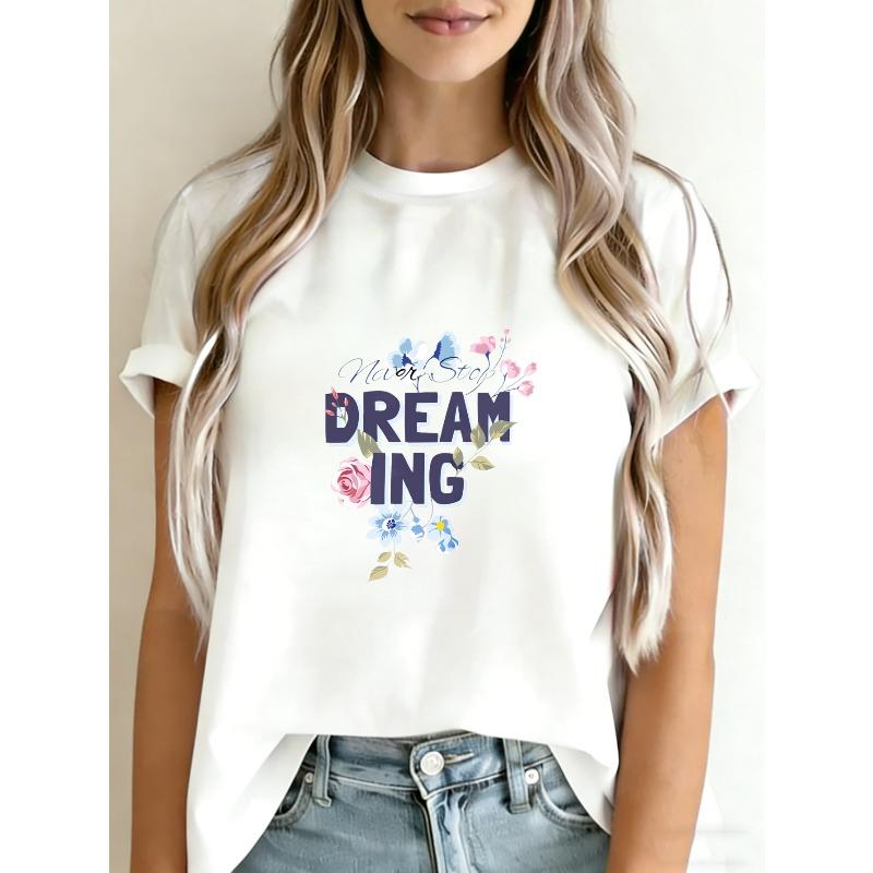 Women s White T-Shirt With Dreaming Floral Print And Text For Casual Wear XXXXL білий
Women s White T-Shirt With Dreaming Floral Print And Text For Casual Wear XXXXL білий