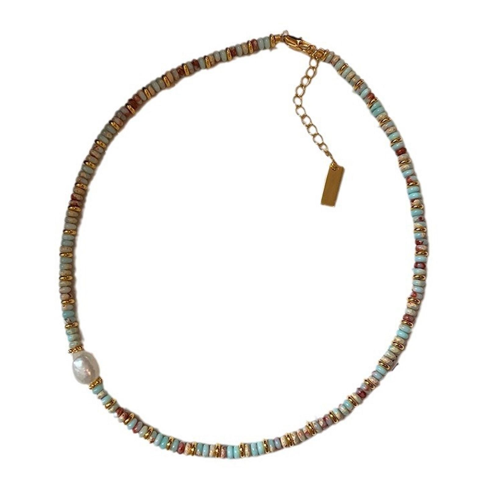 Ожерелье ручной работы, регулируемая длина, шейная цепочка, бисер из искусственного кристалла, цепочка для ключицы для ношения на пляже и в отпуске