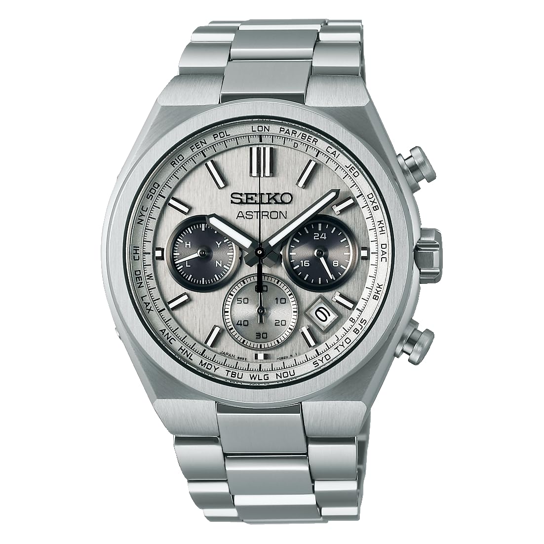 Чоловічий годинник Astron Nexter Solar Radio 8B92 World Time Chronograph SBXY095 Silver
Чоловічий годинник Astron Nexter Solar Radio 8B92 World Time Chronograph SBXY095 Silver