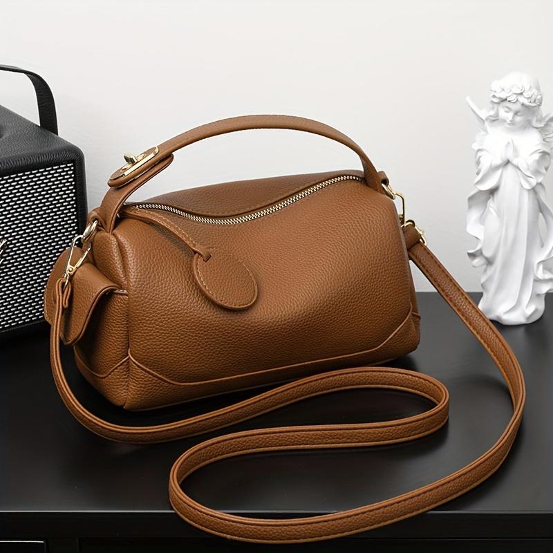 1Pc Ladies Minimalist Boston Bag, Removable Adjustable Strap, Zip Closure with Polyester Lining - Khaki, Dark Brown, Blue, Black Hand Crossbody Bag
1Pc Ladies Minimalist Boston Bag, Removable Adjustable Strap, Zip Closure with Polyester Lining - Khaki, Dark Brown, Blue, Black Hand Crossbody Bag