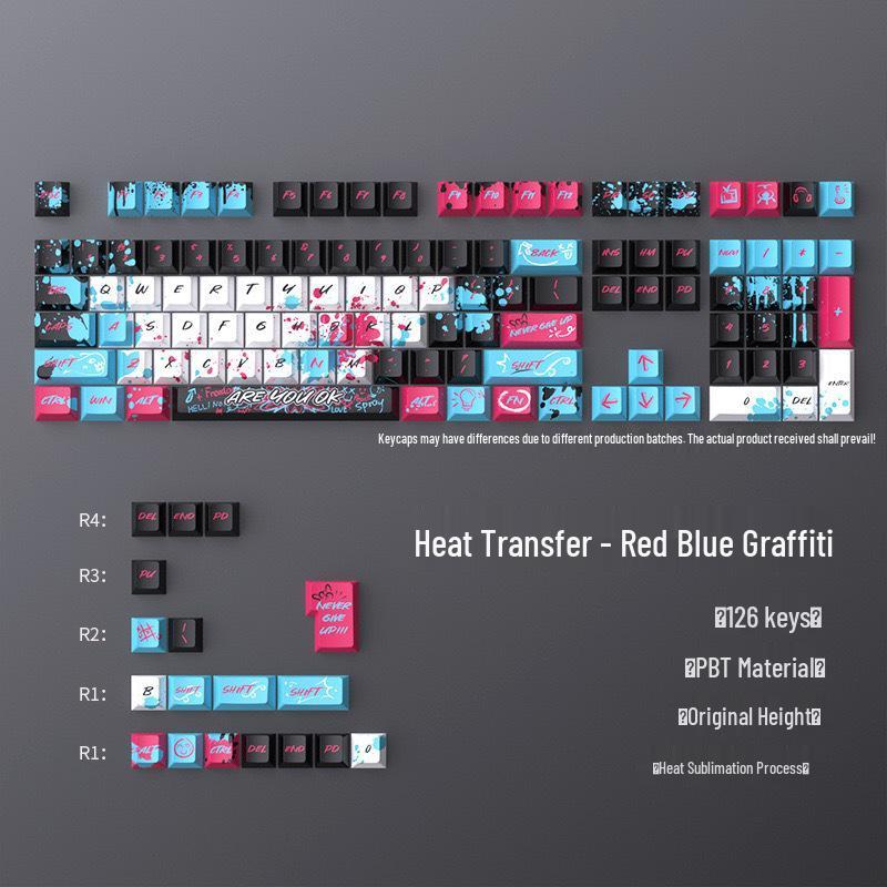 Red Blue Graffiti PBT Keycaps for Mechanical Keyboards – DIY Accessories
Red Blue Graffiti PBT Keycaps for Mechanical Keyboards – DIY Accessories