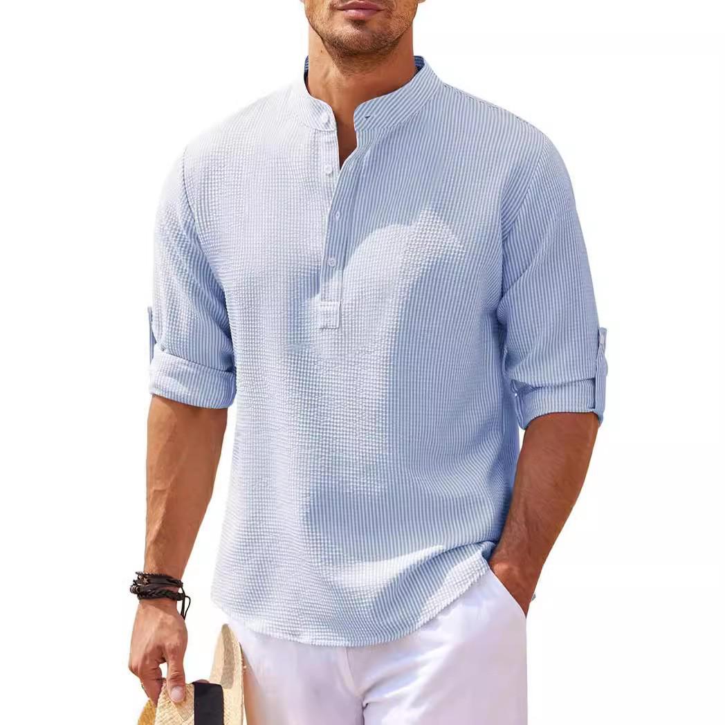 Men s Casual Pineapple Plaid Stand Collar Half-Open Long-Sleeve Shirt L светло-синий
Men s Casual Pineapple Plaid Stand Collar Half-Open Long-Sleeve Shirt L светло-синий