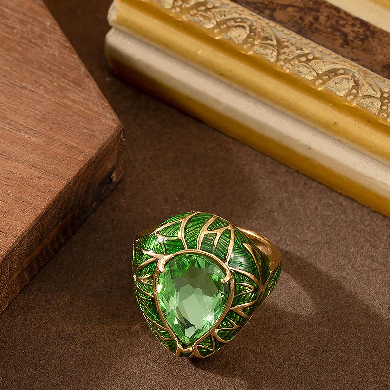 Vintage Vintage Personality Medium Antique Inlaid Zircon Oil Drop Enamel Glaze Leaf Adjustable Opening Ring Female Adjustable opening
Vintage Vintage Personality Medium Antique Inlaid Zircon Oil Drop Enamel Glaze Leaf Adjustable Opening Ring Female Adjustable opening