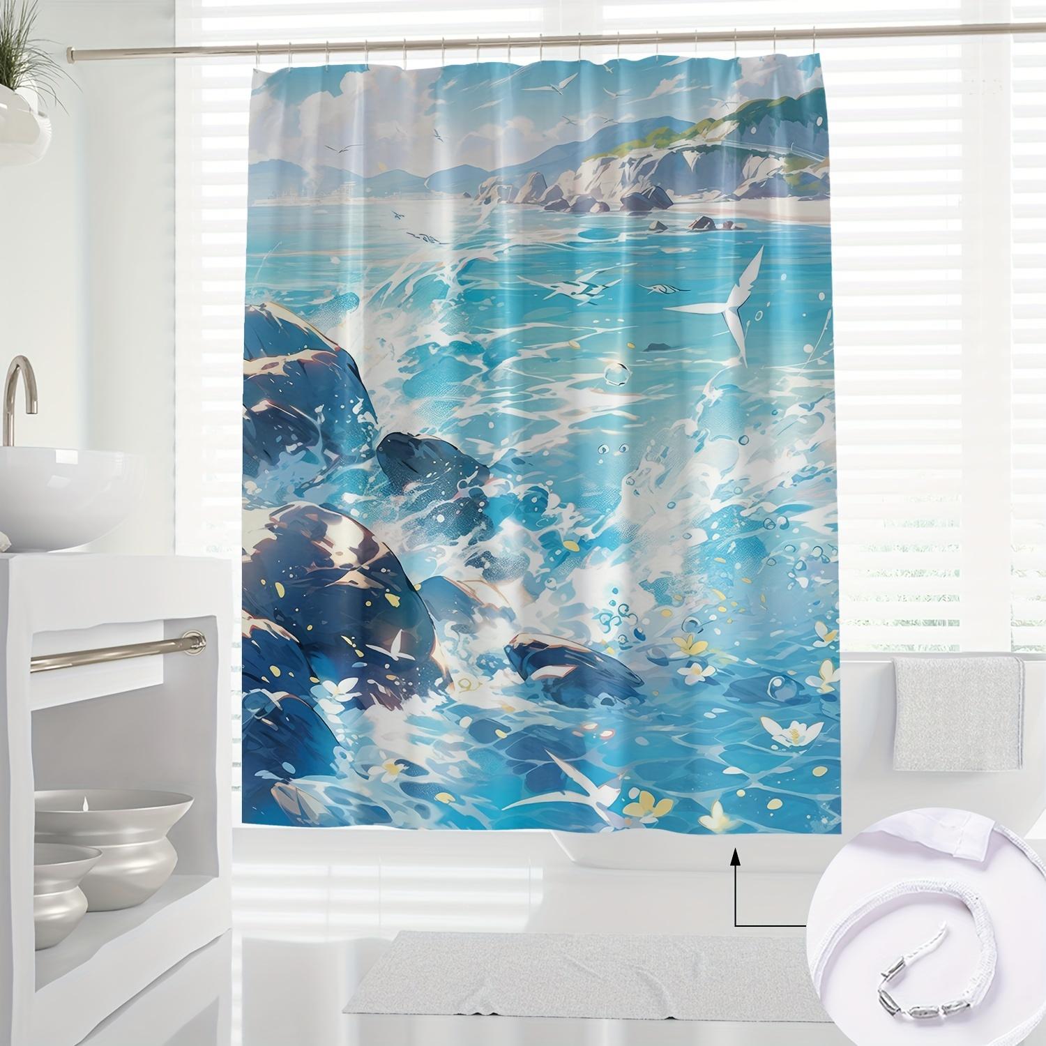 1Pc Modern Ocean-Themed Shower Curtain With Digital Print, Vibrant Blue Waves & Seagulls Design, Durable Polyester Fabric, Machi W60H190(CM)-1 Pcs
1Pc Modern Ocean-Themed Shower Curtain With Digital Print, Vibrant Blue Waves & Seagulls Design, Durable Polyester Fabric, Machi W60H190(CM)-1 Pcs