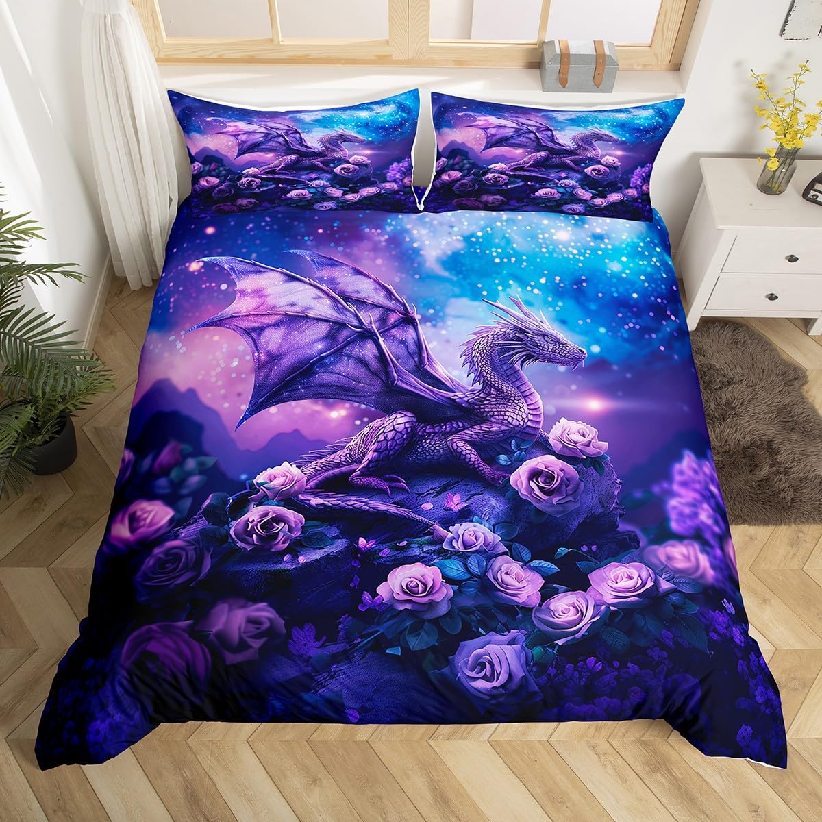 Galaxy Dragon Duvet Cover Sets for Kids Boys Girls Queen Lightweight Quilt Covers Starry Sky Jungle Animals Dragon Bedding Set (135x200cm)
Galaxy Dragon Duvet Cover Sets for Kids Boys Girls Queen Lightweight Quilt Covers Starry Sky Jungle Animals Dragon Bedding Set (135x200cm)