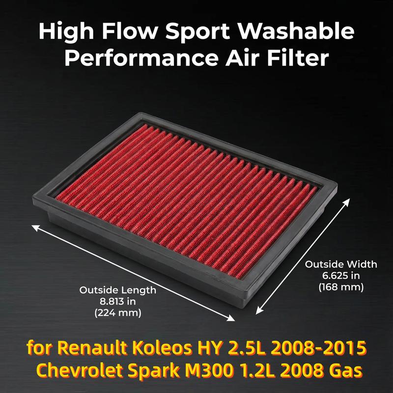 for Renault Koleos HY 2.5L 2008-2015 Chevrolet Spark M300 1.2L 2008 Gas High Flow Sport Washable Performance Air Filter 33-2409
for Renault Koleos HY 2.5L 2008-2015 Chevrolet Spark M300 1.2L 2008 Gas High Flow Sport Washable Performance Air Filter 33-2409