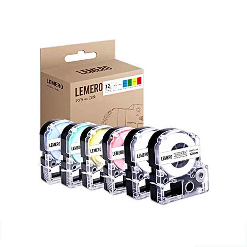LEMERO Compatible Tepra PRO Label Tape for King 6 Colors with Black 12mm 8m SC12-6P Jim, (White/Clear/Red/Yellow/Green/Blue Background) Text, Width,
LEMERO Compatible Tepra PRO Label Tape for King 6 Colors with Black 12mm 8m SC12-6P Jim, (White/Clear/Red/Yellow/Green/Blue Background) Text, Width,