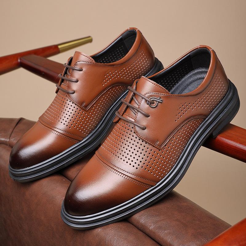 Dress pointed lace-up summer leather shoes soft sole British style wedding suit leather shoes work shoes 2025 37
Dress pointed lace-up summer leather shoes soft sole British style wedding suit leather shoes work shoes 2025 37