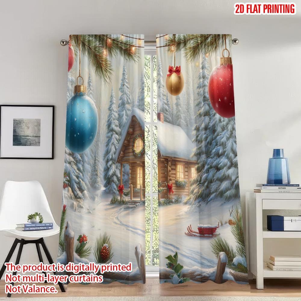 Set Of 2 Flat Printing Merry Christmas Party Curtains Cozy Cabin Snow Winter Eve Digital Printed Polyester Drapes Curtain Made W100*H70(CM)-Hooks&1PCS
Set Of 2 Flat Printing Merry Christmas Party Curtains Cozy Cabin Snow Winter Eve Digital Printed Polyester Drapes Curtain Made W100*H70(CM)-Hooks&1PCS