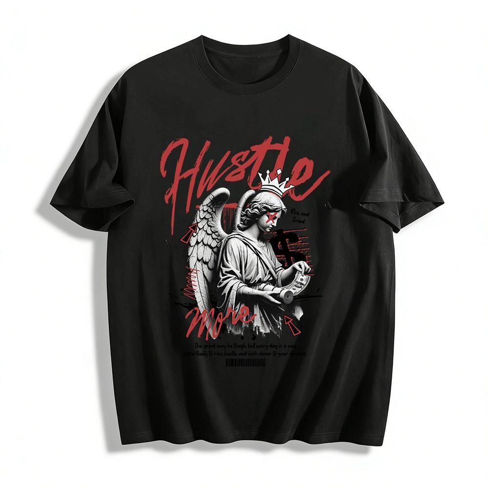 Hustle Angel Print T-Shirt Retro Street Motivational Money-Making Tee Pure cotton T-shirt 6XL
Hustle Angel Print T-Shirt Retro Street Motivational Money-Making Tee Pure cotton T-shirt 6XL