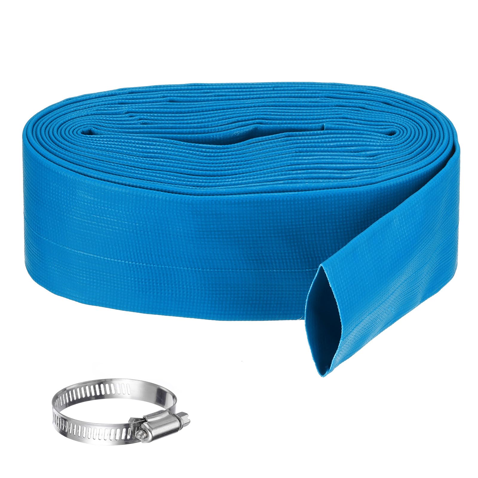 Rebower Pool Backwash Hose, 2-Inch x 25-Foot Reinforced PVC Flat Drain Hose for Pool Filters and Submersible Pumps, Includes 1 Clamp, Blue
Rebower Pool Backwash Hose, 2-Inch x 25-Foot Reinforced PVC Flat Drain Hose for Pool Filters and Submersible Pumps, Includes 1 Clamp, Blue