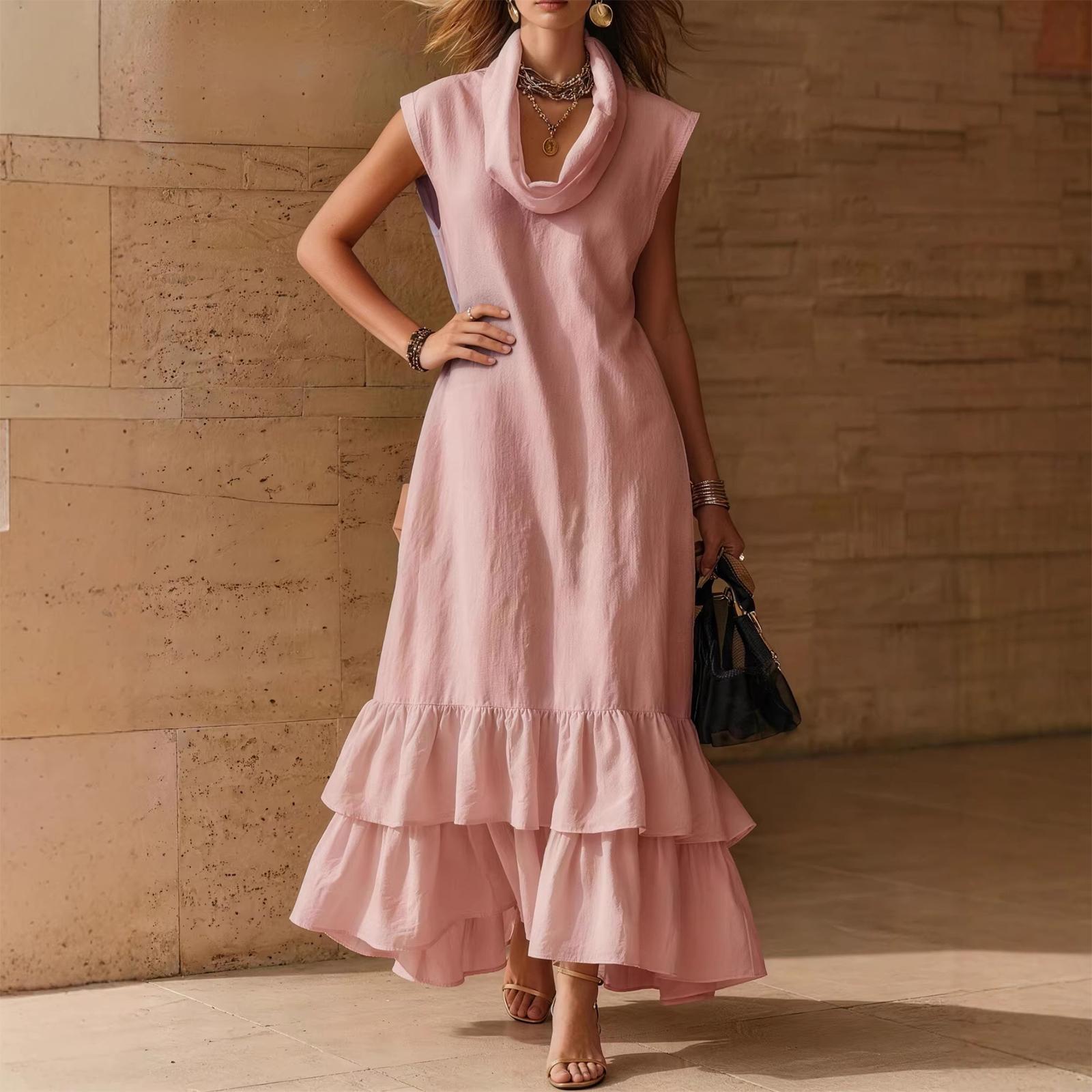 Ladies Casual And Fashionable Pleated Sleeveless Wrap Collar Dress S рожевий
Ladies Casual And Fashionable Pleated Sleeveless Wrap Collar Dress S рожевий