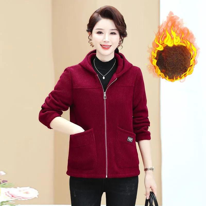 Mother s Fashion Thick Corduroy Jacket - Velvet-Added Hooded Casual Loose Top XXXXL червоний
Mother s Fashion Thick Corduroy Jacket - Velvet-Added Hooded Casual Loose Top XXXXL червоний