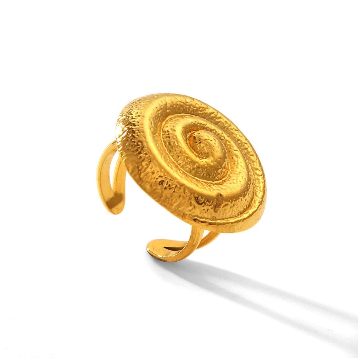 18K Gold Stainless Steel Hammered Spiral Open Ring for Women, Niche Design, Instagram Style, Western Style Ring
18K Gold Stainless Steel Hammered Spiral Open Ring for Women, Niche Design, Instagram Style, Western Style Ring