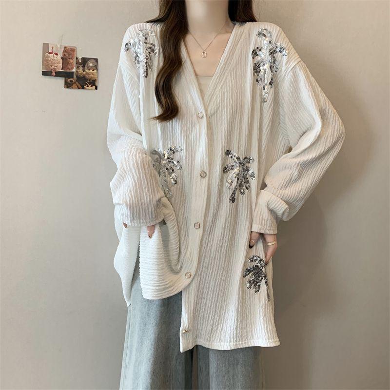 Plus Size Sequin Embroidered Long Sleeve Cardigan for Women - Slimming Autumn 2025 Fashion Top 2XL білий
Plus Size Sequin Embroidered Long Sleeve Cardigan for Women - Slimming Autumn 2025 Fashion Top 2XL білий