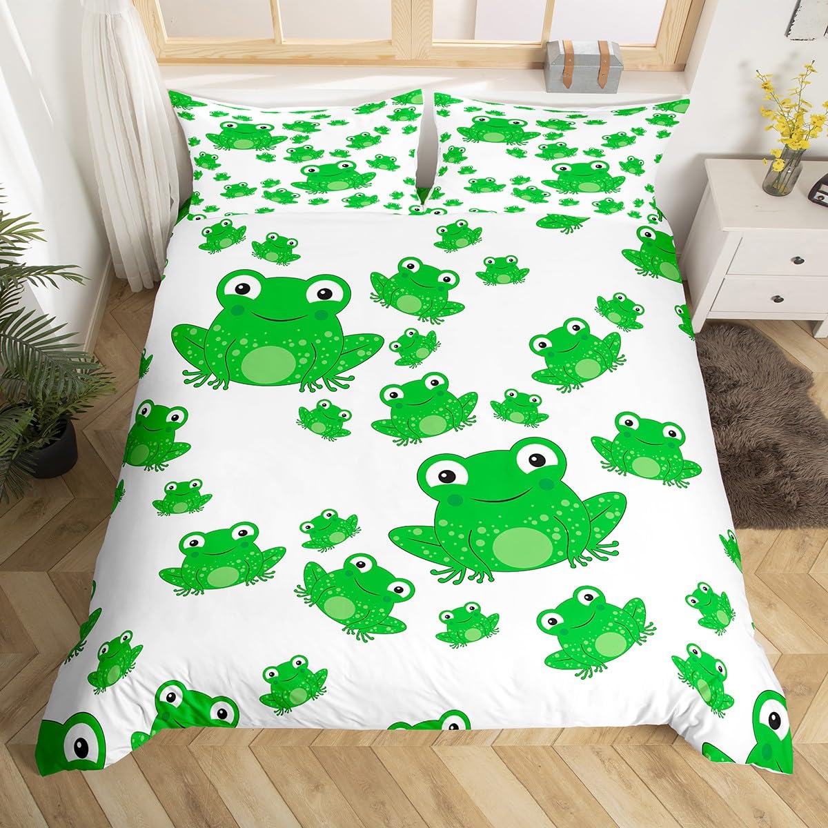 Підковдра Kawaii Frog King Queen Cartoon Animal Theme Комплект постільної білизни Funny Wildlife Підодіяльник Дитяча Спальня М яка Підодіяльник EU Single(135x200cm)
Підковдра Kawaii Frog King Queen Cartoon Animal Theme Комплект постільної білизни Funny Wildlife Підодіяльник Дитяча Спальня М яка Підодіяльник EU Single(135x200cm)