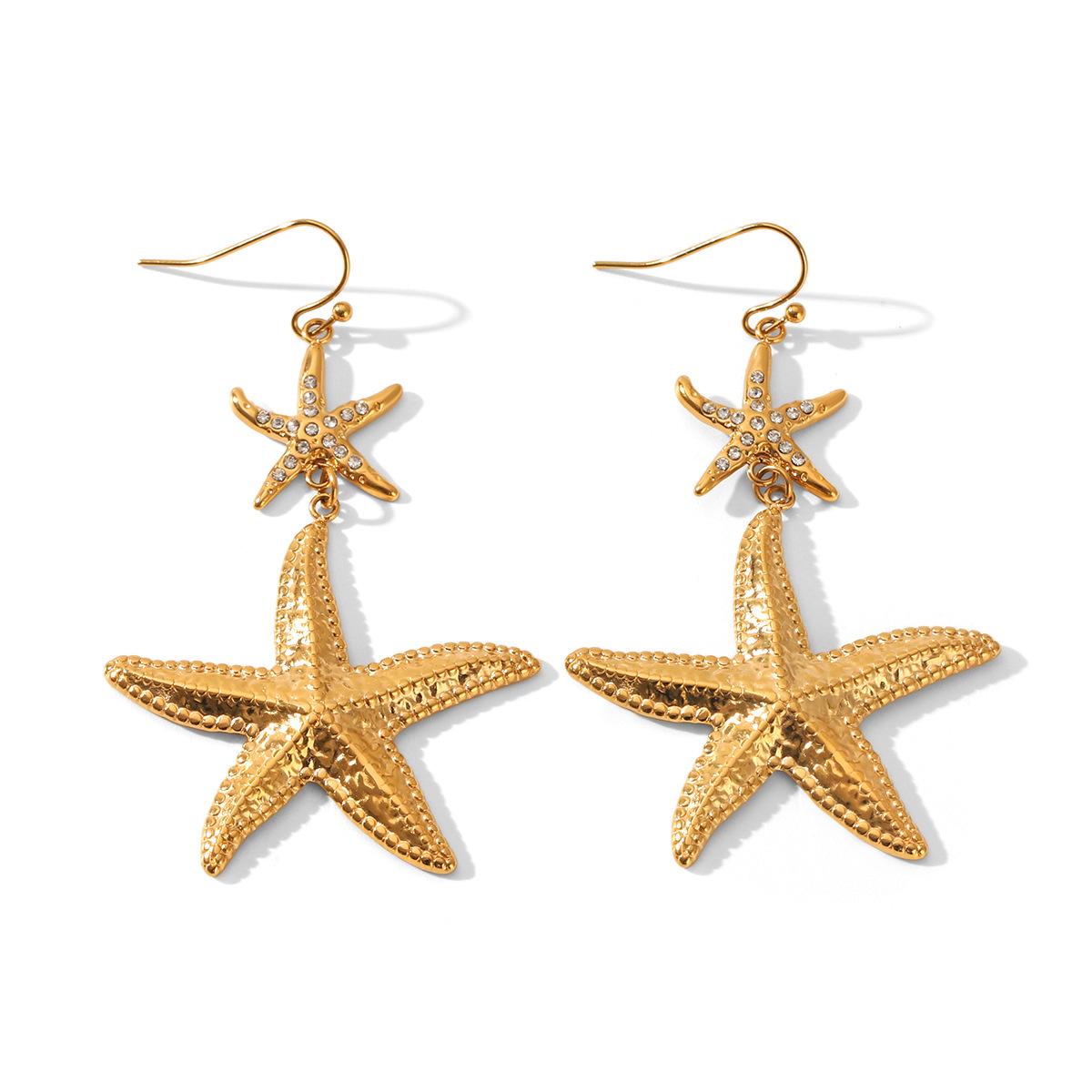 18k Gold Stainless Steel Star Earrings, Light Luxury High-end Ins Style Statement Starfish Earrings
18k Gold Stainless Steel Star Earrings, Light Luxury High-end Ins Style Statement Starfish Earrings