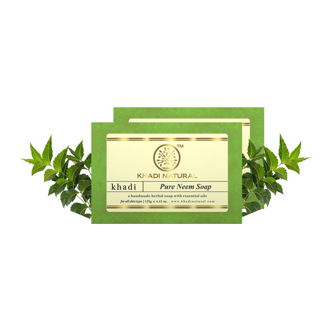 Мыло Khadi Natural Pure Neem 125 г, упаковка из 2 штук | Травяное мыло для купания для чистой кожи, для ежедневного использования
Мыло Khadi Natural Pure Neem 125 г, упаковка из 2 штук | Травяное мыло для купания для чистой кожи, для ежедневного использования