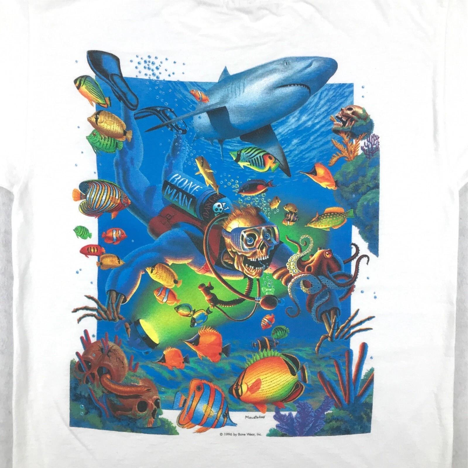 vintage 90s BONE MAN SKELETON SCUBA DIVER CARTOON T-Shirt MEDIUM shark hip hop L
vintage 90s BONE MAN SKELETON SCUBA DIVER CARTOON T-Shirt MEDIUM shark hip hop L