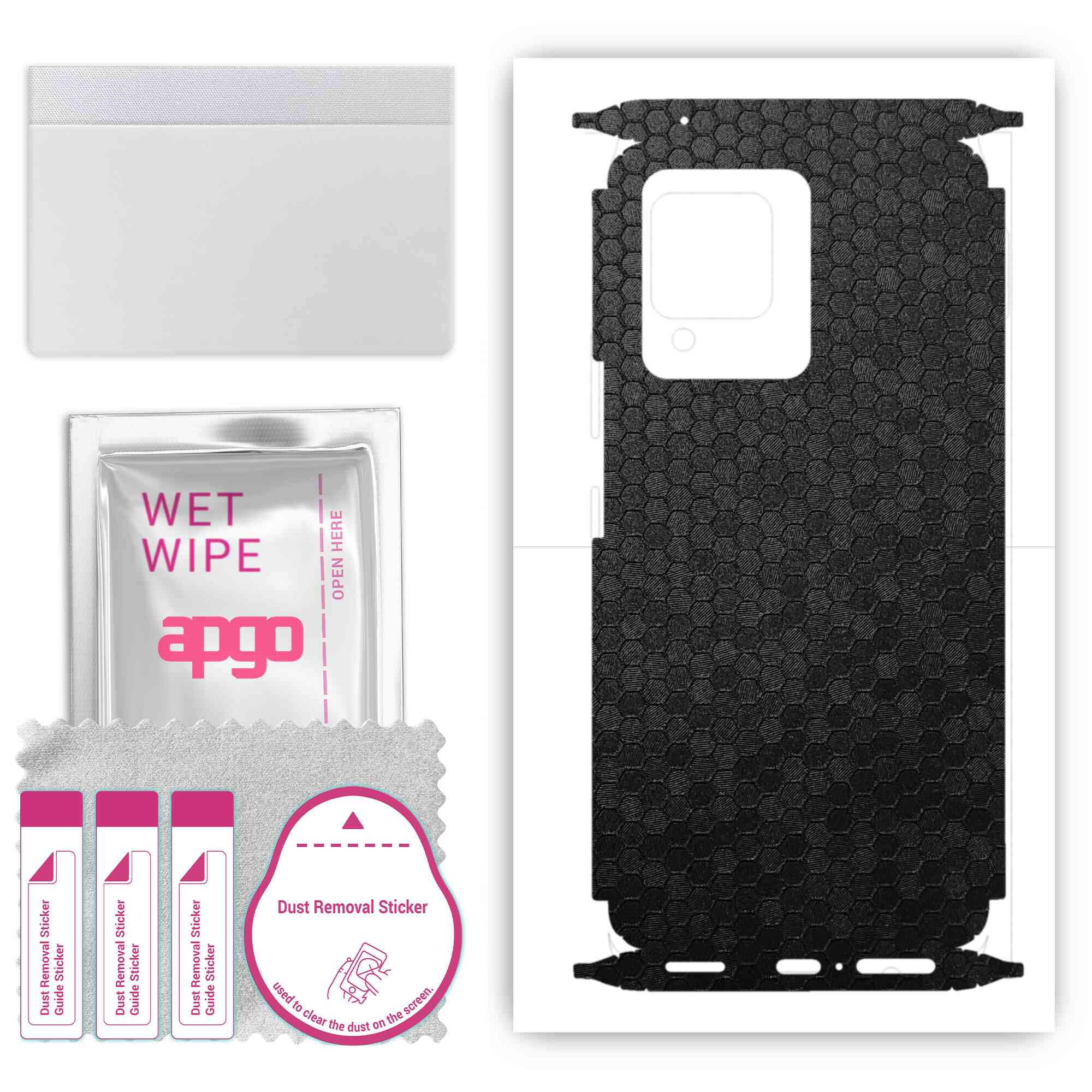 apgo Protective Skin Sticker for the back+sides compatible with Vivo S12 Pro, Full Wrap Film, Foil, Vinyl - Pattern Black Honeycomb
apgo Protective Skin Sticker for the back+sides compatible with Vivo S12 Pro, Full Wrap Film, Foil, Vinyl - Pattern Black Honeycomb