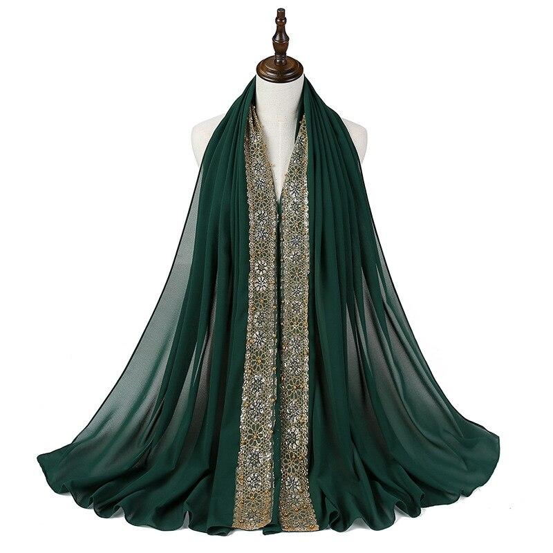 180*70 см мусульманских женщин бисером кружевной шифоновый хиджаб шарф темно-зеленого
180*70 см мусульманских женщин бисером кружевной шифоновый хиджаб шарф темно-зеленого