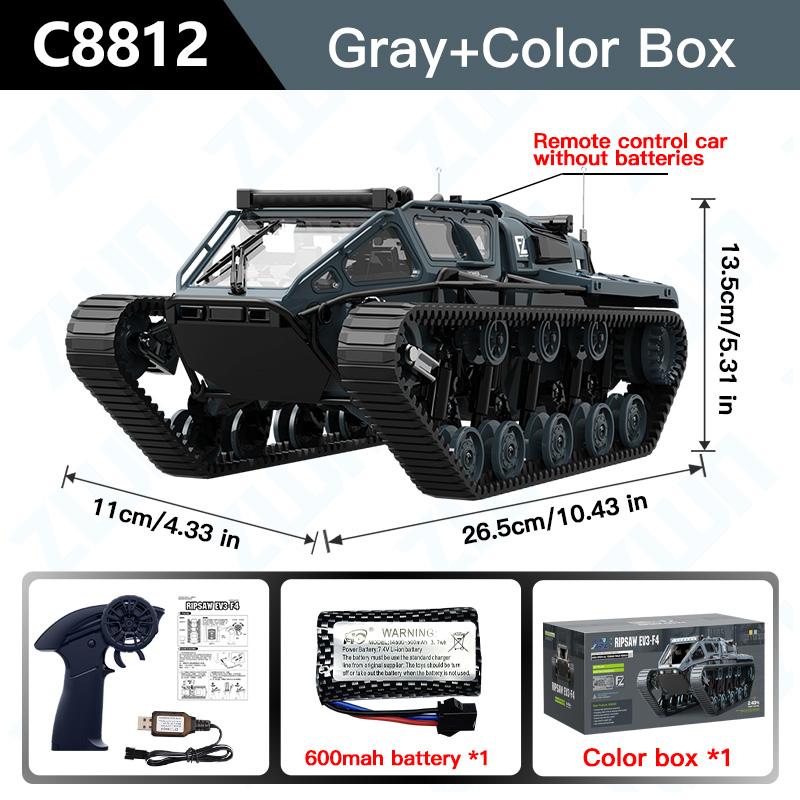 C8812/ C8812 MAX LED Light Full Scale Tracked Tank Simulation Model Toy RC Car Drift Remote Control Off-Road Vehicle for Kids
C8812/ C8812 MAX LED Light Full Scale Tracked Tank Simulation Model Toy RC Car Drift Remote Control Off-Road Vehicle for Kids
