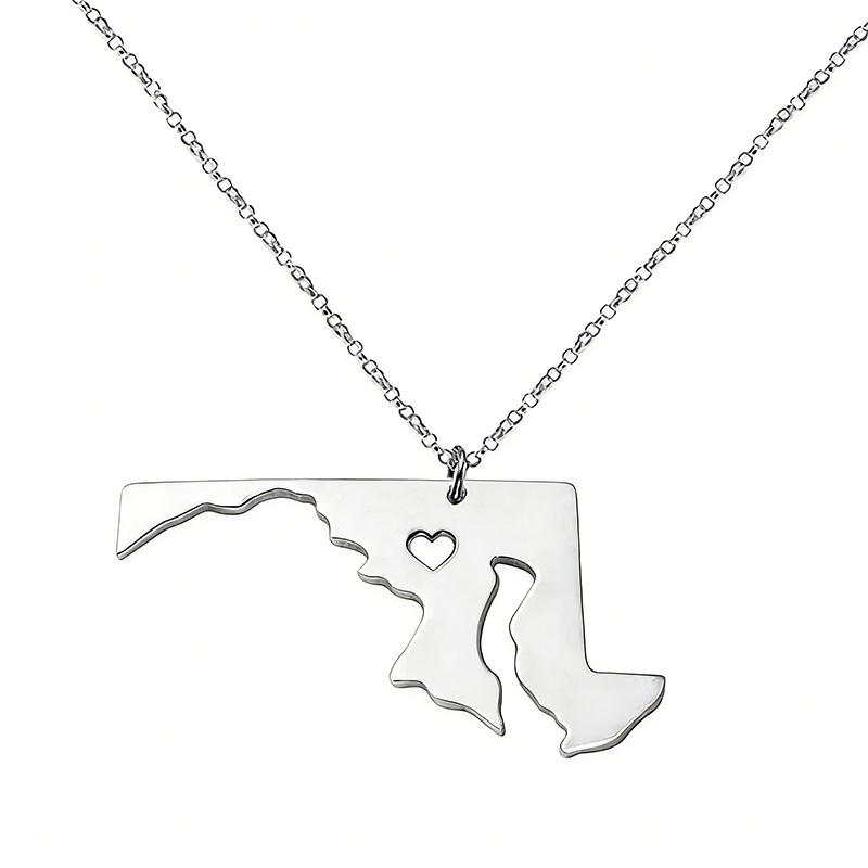 Stainless Steel Maryland State Map Necklace Hollow Heart United States Map Jewelry Accessories Gifts срібний
Stainless Steel Maryland State Map Necklace Hollow Heart United States Map Jewelry Accessories Gifts срібний