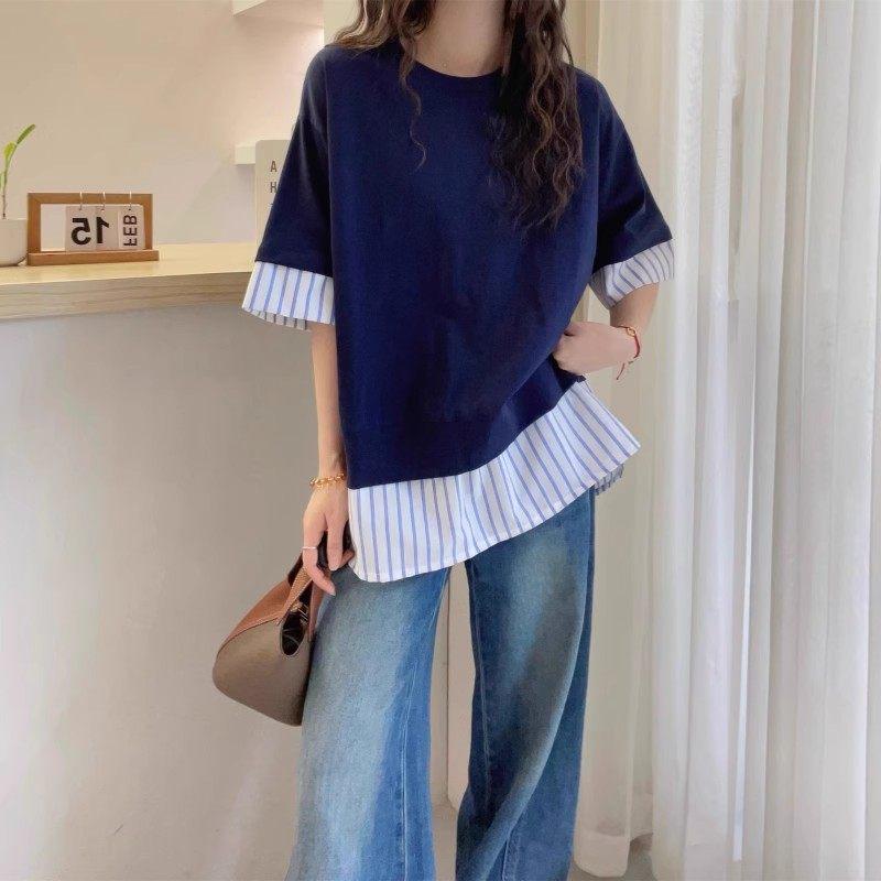 2026 Women s Striped Patchwork Short Sleeve Two-Piece Look T-shirt 2XL темно-синий
2026 Women s Striped Patchwork Short Sleeve Two-Piece Look T-shirt 2XL темно-синий