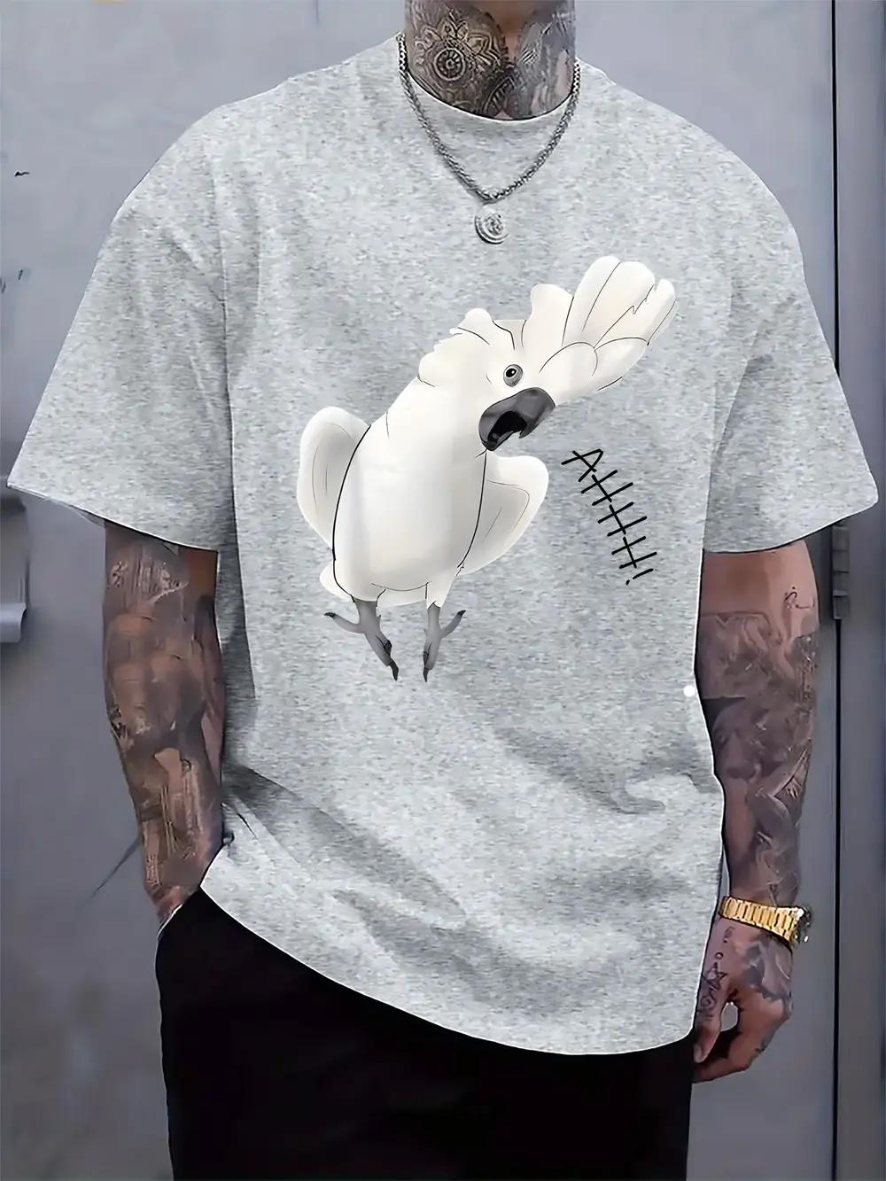 Cartoon Surprised Parrot Graphic Print T-shirt - White Regular Fit Casual Short Sleeve Round Neck Tee for Summer Vacation & Casual Attire S
Cartoon Surprised Parrot Graphic Print T-shirt - White Regular Fit Casual Short Sleeve Round Neck Tee for Summer Vacation & Casual Attire S