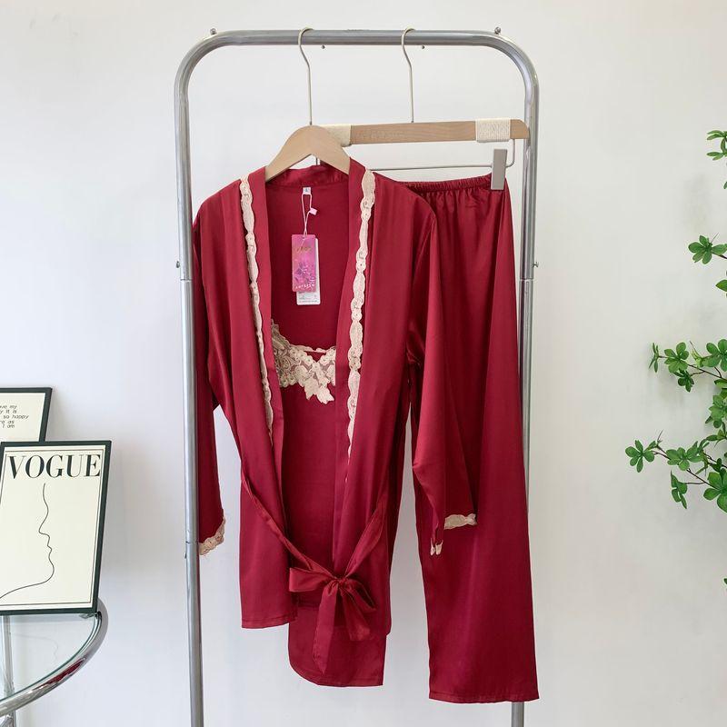 Sling Nightgown Pants Three-Piece Set Special Offer Silk Home Wear Suit Embroider Long Sleeves Spring and Summer New Lazy Wind Burgundy XL
Sling Nightgown Pants Three-Piece Set Special Offer Silk Home Wear Suit Embroider Long Sleeves Spring and Summer New Lazy Wind Burgundy XL