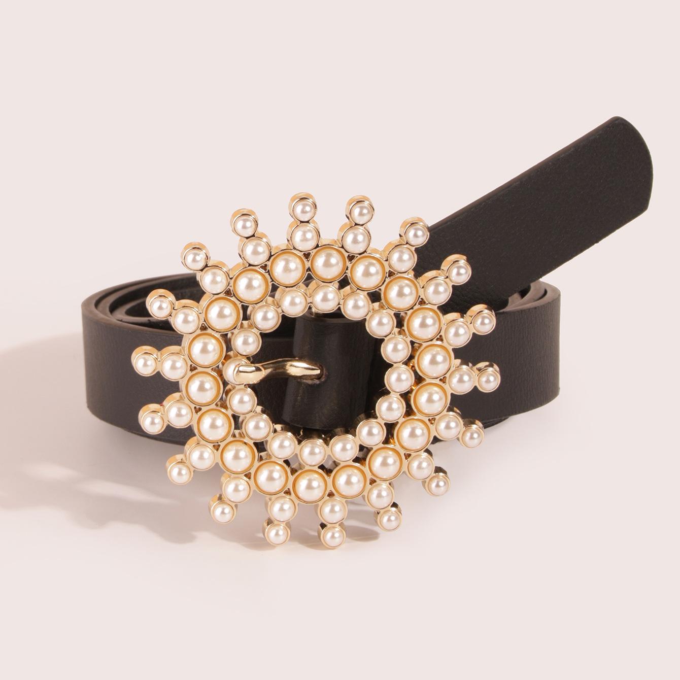 New Women s Sun Pearl Inlay Buckle Black Belt Flower Buckle Elegant Women s Belt 100cm
New Women s Sun Pearl Inlay Buckle Black Belt Flower Buckle Elegant Women s Belt 100cm