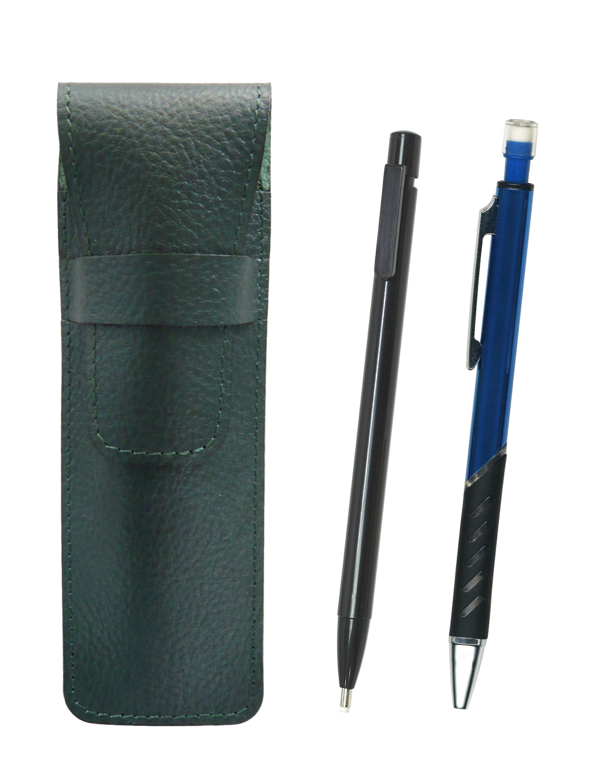 2 Pack Grained Leather Pencil Case Moss Green Extra Fine Knock Type Eraser Black and Metal Color Mechanical Pencil Blue SASMGER15B-SI2067SP-L-2
2 Pack Grained Leather Pencil Case Moss Green Extra Fine Knock Type Eraser Black and Metal Color Mechanical Pencil Blue SASMGER15B-SI2067SP-L-2