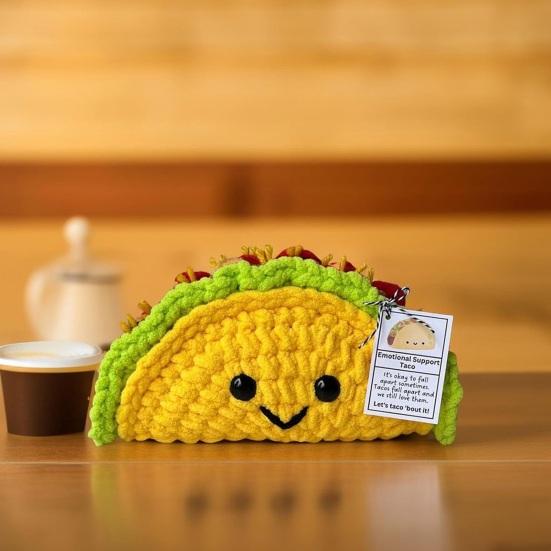 Yousheng Emotional Support Taco, ручная работа, эмоциональная поддержка, плюшевая вязаная крючком кукла с согревающими душу словами, забавная милая кукла
Yousheng Emotional Support Taco, ручная работа, эмоциональная поддержка, плюшевая вязаная крючком кукла с согревающими душу словами, забавная милая кукла
