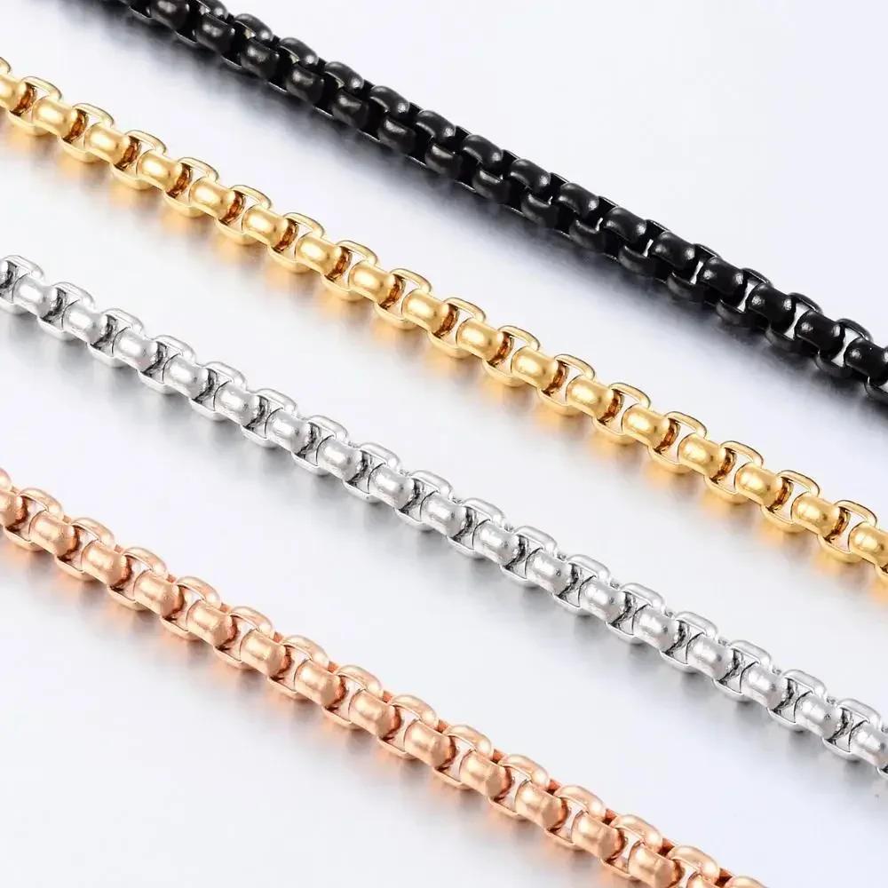 Width 2mm/3mm/ 4mm/5mm/6mm Never Fade Stainless Steel Round Box Chain Silver Color Waterproof Men Cuban Necklace Various Sizes Width 3.0mm&40inch (100cm) рожевий колір золота
Width 2mm/3mm/ 4mm/5mm/6mm Never Fade Stainless Steel Round Box Chain Silver Color Waterproof Men Cuban Necklace Various Sizes Width 3.0mm&40inch (100cm) рожевий колір золота