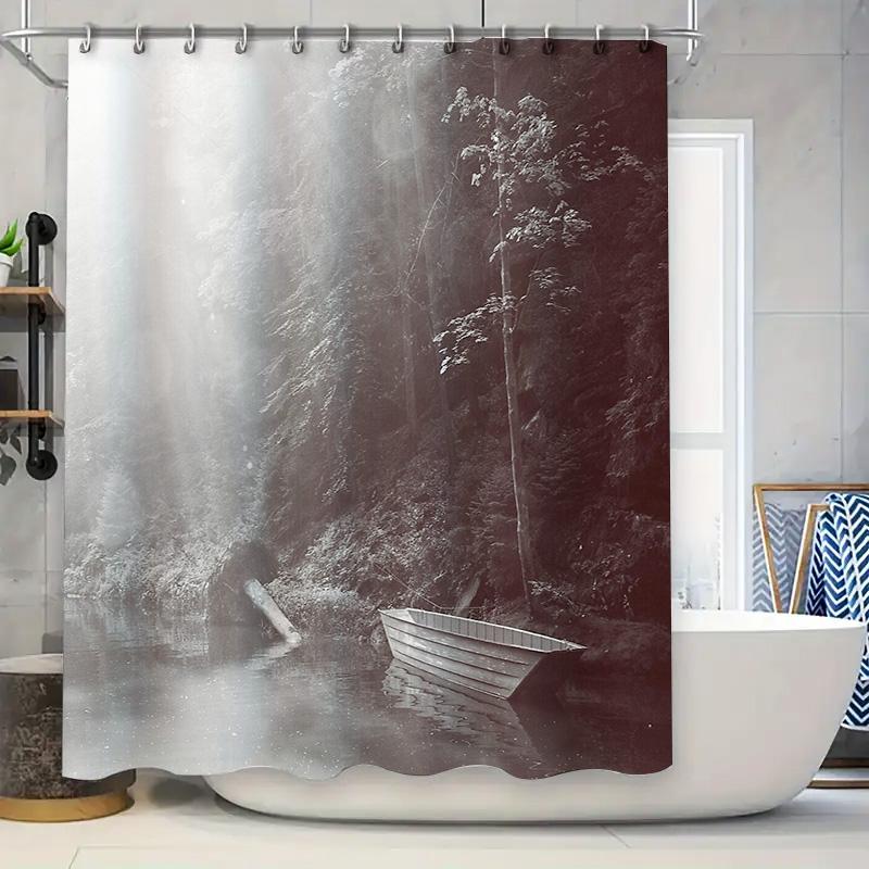 Vintage Boat Landscape Shower Curtain Rustic River Nature Bathroom Decor Black And White Artistic Scenic Backdrop Waterproof Hom W60H190(CM)-1 Pcs
Vintage Boat Landscape Shower Curtain Rustic River Nature Bathroom Decor Black And White Artistic Scenic Backdrop Waterproof Hom W60H190(CM)-1 Pcs