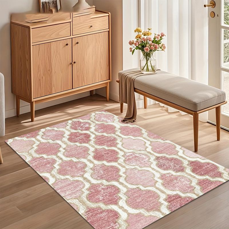 Elegant Blush Pink Quatrefoil Area Rug with Distressed Finish Non Slip Floor Carpet for Nursery Bedroom Living Room 40X60cm
Elegant Blush Pink Quatrefoil Area Rug with Distressed Finish Non Slip Floor Carpet for Nursery Bedroom Living Room 40X60cm