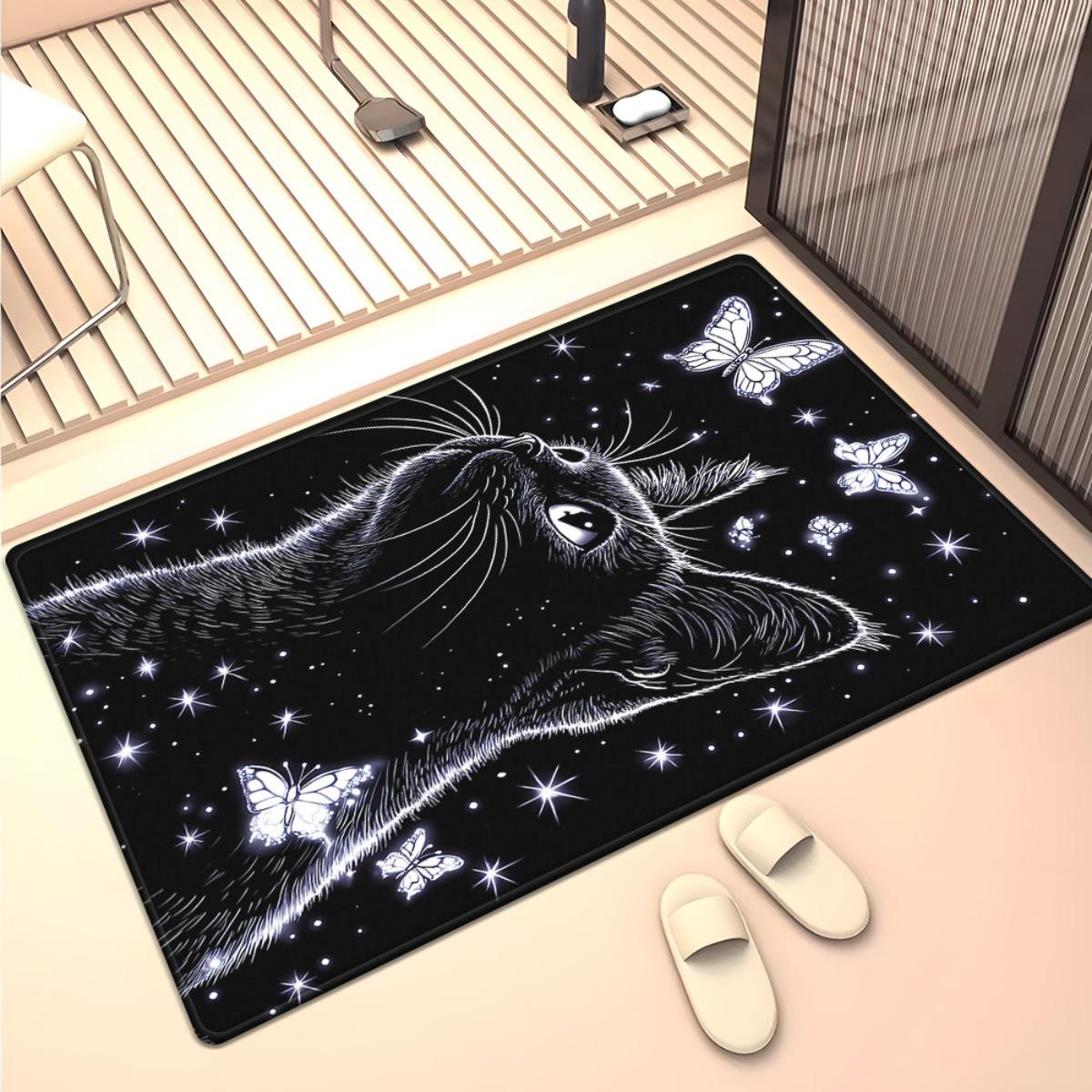 Black Cat Butterfly Stars Crystal Velvet Rug Mystical Night Sky Living Room Floor Mat Gothic Art Design Anti Slip Home Carpet 50x 80cm
Black Cat Butterfly Stars Crystal Velvet Rug Mystical Night Sky Living Room Floor Mat Gothic Art Design Anti Slip Home Carpet 50x 80cm