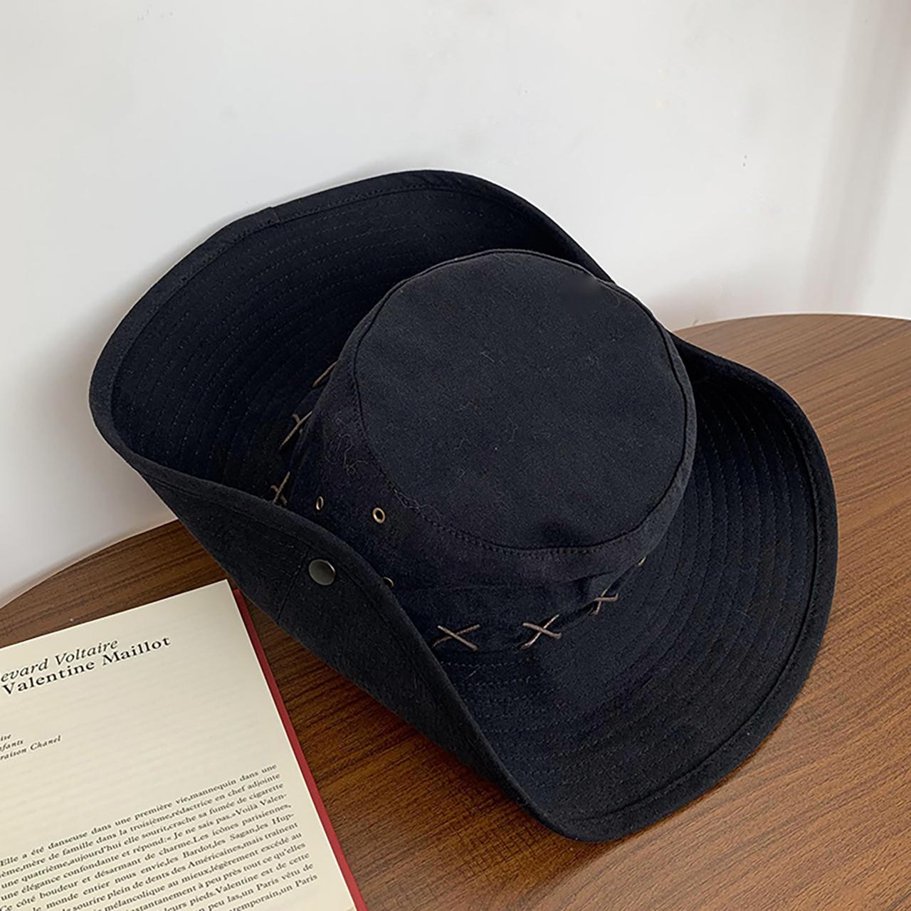 Summer Western Cowboy Hat Women Men Large Brim Fisherman Hat Outdoor Camping Hiking Fishing Sunshade Panama Cap 56-58cm чорний
Summer Western Cowboy Hat Women Men Large Brim Fisherman Hat Outdoor Camping Hiking Fishing Sunshade Panama Cap 56-58cm чорний