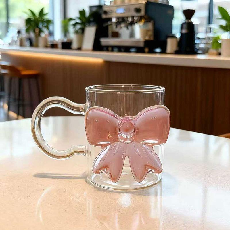 Pink Bow Glass Coffee Cup Fruit Juice Glass model 2
Pink Bow Glass Coffee Cup Fruit Juice Glass model 2