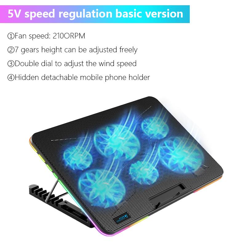 Охлаждающая подставка для ноутбука с 2 USB-портами, светодиодная подсветка, игровой кулер для ноутбука, RGB, портативный вентилятор, охлаждающая подставка для 15,6-17,3 дюймов Basic
Охлаждающая подставка для ноутбука с 2 USB-портами, светодиодная подсветка, игровой кулер для ноутбука, RGB, портативный вентилятор, охлаждающая подставка для 15,6-17,3 дюймов Basic