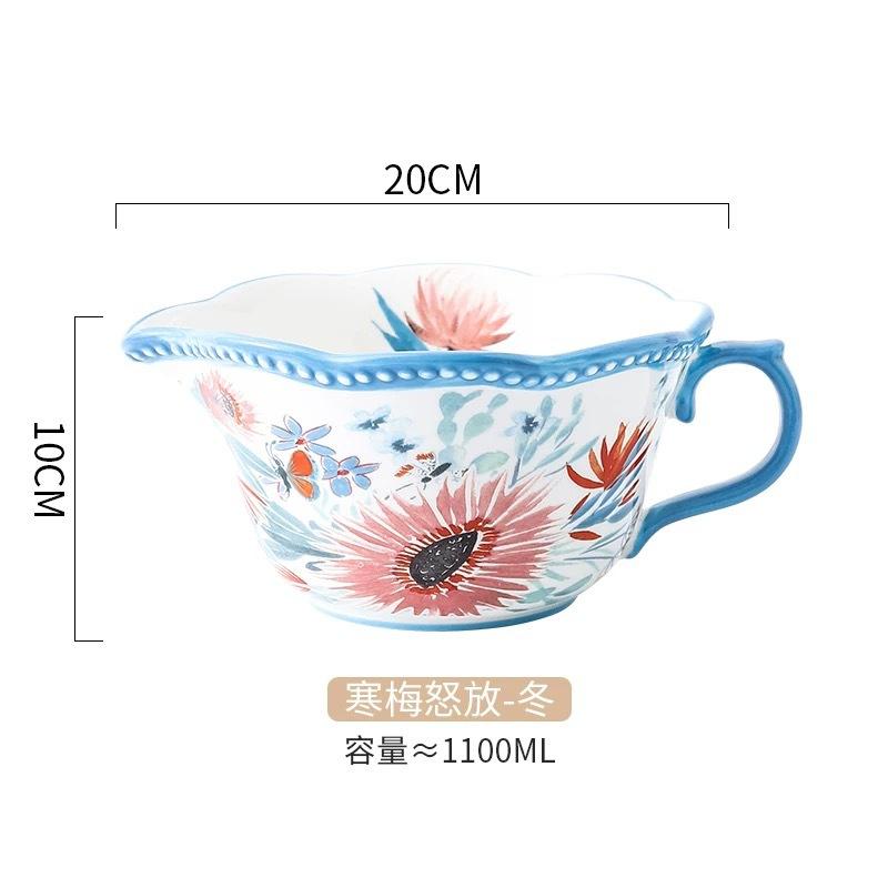 Underglaze Colored Ceramic Bowl, Pointed Mouth with Handle Soup Bowl, Creative Egg Beater Bowls,High Aesthetic Kitchen Utensils 1100ml
Underglaze Colored Ceramic Bowl, Pointed Mouth with Handle Soup Bowl, Creative Egg Beater Bowls,High Aesthetic Kitchen Utensils 1100ml