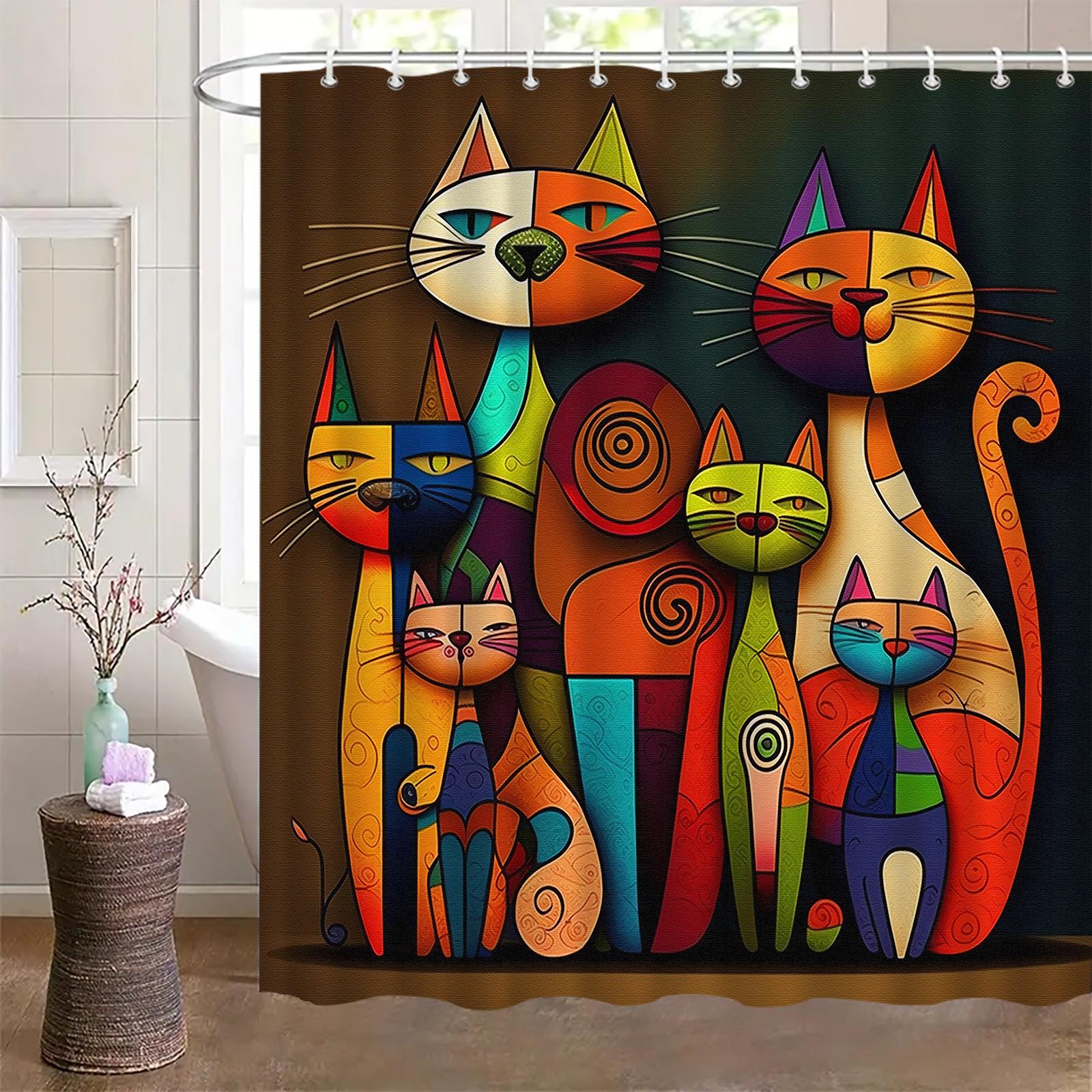 Exquisite Art Cat Pattern Shower Curtain, High-End Elegant High Quality Bathroom Curtain, Multi-Functional High Quality Curtain W60H190(CM)-1 Pcs
Exquisite Art Cat Pattern Shower Curtain, High-End Elegant High Quality Bathroom Curtain, Multi-Functional High Quality Curtain W60H190(CM)-1 Pcs