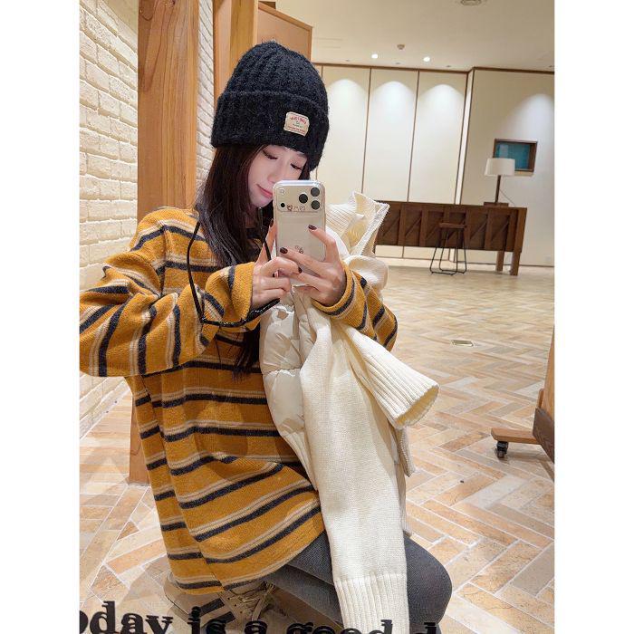 Lazy Style Color Block Striped Round Neck Long Sleeve Sweater for Women - Autumn/Winter Loose Fit, Slimming, Versatile Extra Large
Lazy Style Color Block Striped Round Neck Long Sleeve Sweater for Women - Autumn/Winter Loose Fit, Slimming, Versatile Extra Large