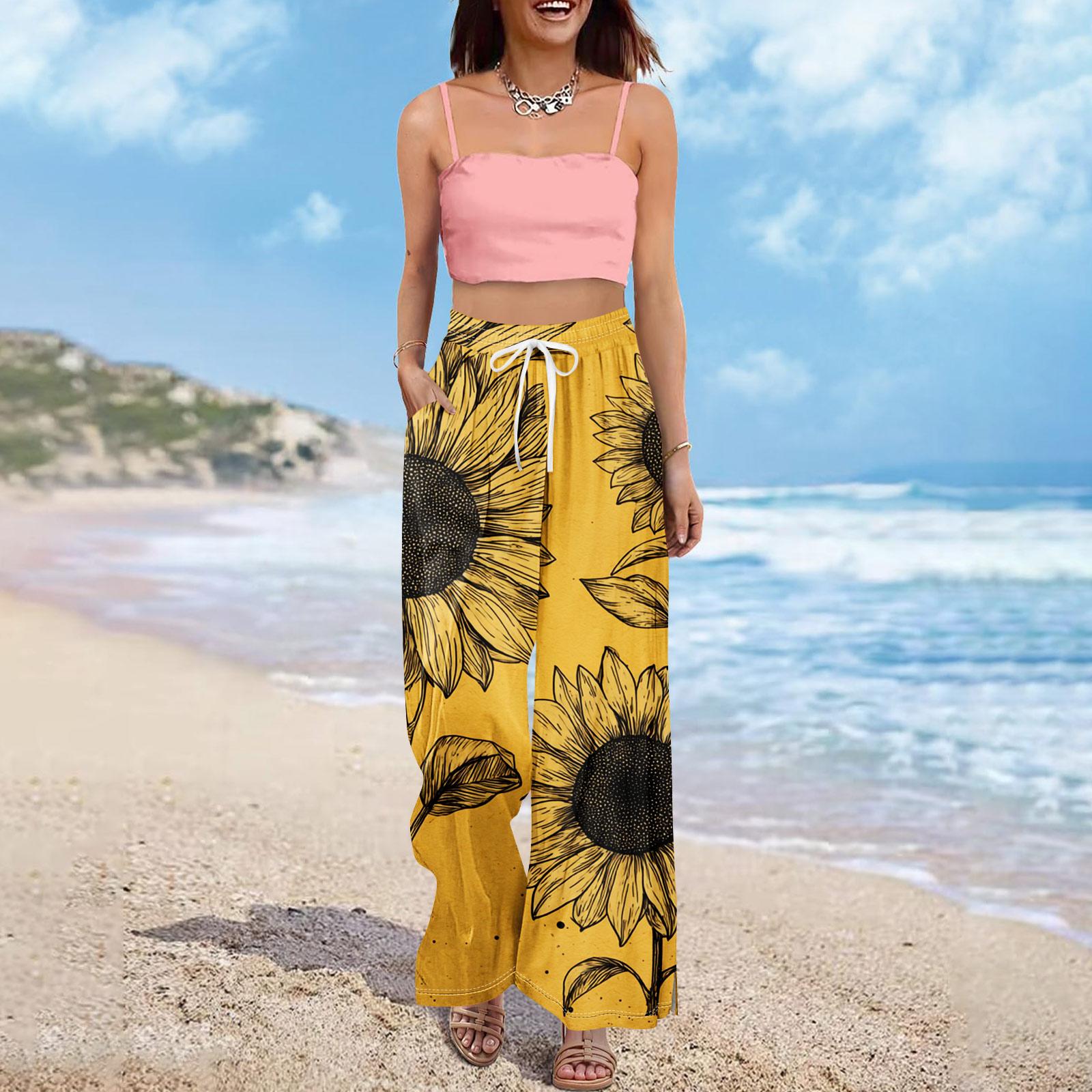 Жіночі літні штани Boho Palazzo з високою талією Широкі повсякденні штани з квітковим принтом і кишенями XL шафрановий
Жіночі літні штани Boho Palazzo з високою талією Широкі повсякденні штани з квітковим принтом і кишенями XL шафрановий