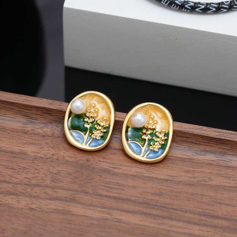 Women s Retro Enamel Drip Oil Wheat Ear Earrings - High-End, Unique Design 18K Gold
Women s Retro Enamel Drip Oil Wheat Ear Earrings - High-End, Unique Design 18K Gold