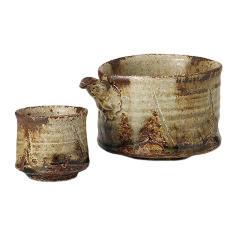 Sake Tokkuri Ochoko Ash Glaze Carved Katakuchi Chilled Sake Set Sake Mino Ware Perfect for Cold and Hot Made in Japan Ale-net Set, & Set, (2 Cups) -
Sake Tokkuri Ochoko Ash Glaze Carved Katakuchi Chilled Sake Set Sake Mino Ware Perfect for Cold and Hot Made in Japan Ale-net Set, & Set, (2 Cups) -