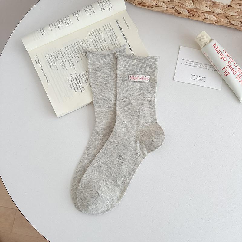 Sock - Spring/Summer Lightweight Mesh Openwork Breathable Mid-Calf Socks with Sweet Rose Patterned Embroidery and Rolled Edges - Padded Socks 1 pair сірий
Sock - Spring/Summer Lightweight Mesh Openwork Breathable Mid-Calf Socks with Sweet Rose Patterned Embroidery and Rolled Edges - Padded Socks 1 pair сірий