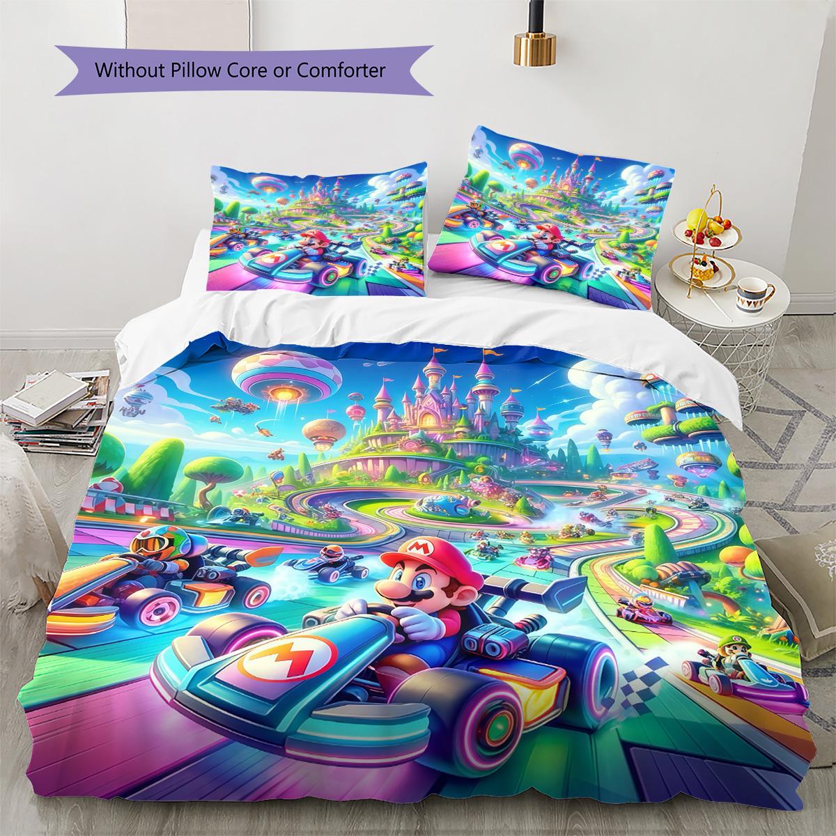 3PCS Super Mario Bedding Set Durable Fade Resistant Duvet Cover & Pillowcases Cartoon Game Kids Bedroom Decor 135x200cm
3PCS Super Mario Bedding Set Durable Fade Resistant Duvet Cover & Pillowcases Cartoon Game Kids Bedroom Decor 135x200cm